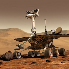 Artist's concept of a rover on Mars