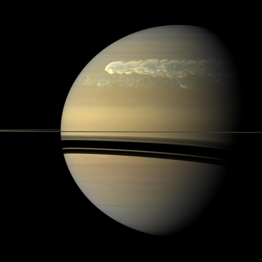 Cassini view of a giant storm in Saturn's northern hemisphere