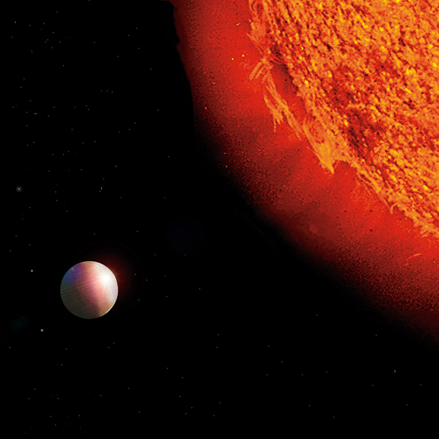 Artist's concept of a possible Neptune-mass planet orbiting Rho 1 Cancri.