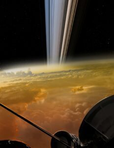 Artist's concept of Cassini crossing inside Saturn's rings