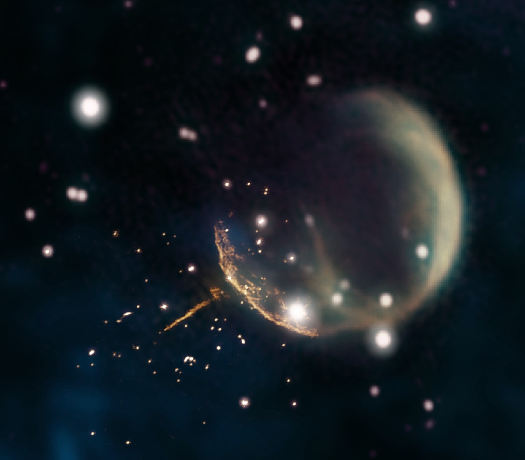 the "cannonball pulsar" streaks away from the stellar explosion in which it was born