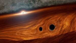 Two black holes prepare to merge