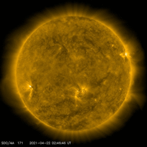 A solar flare erupting on April 22, 2021