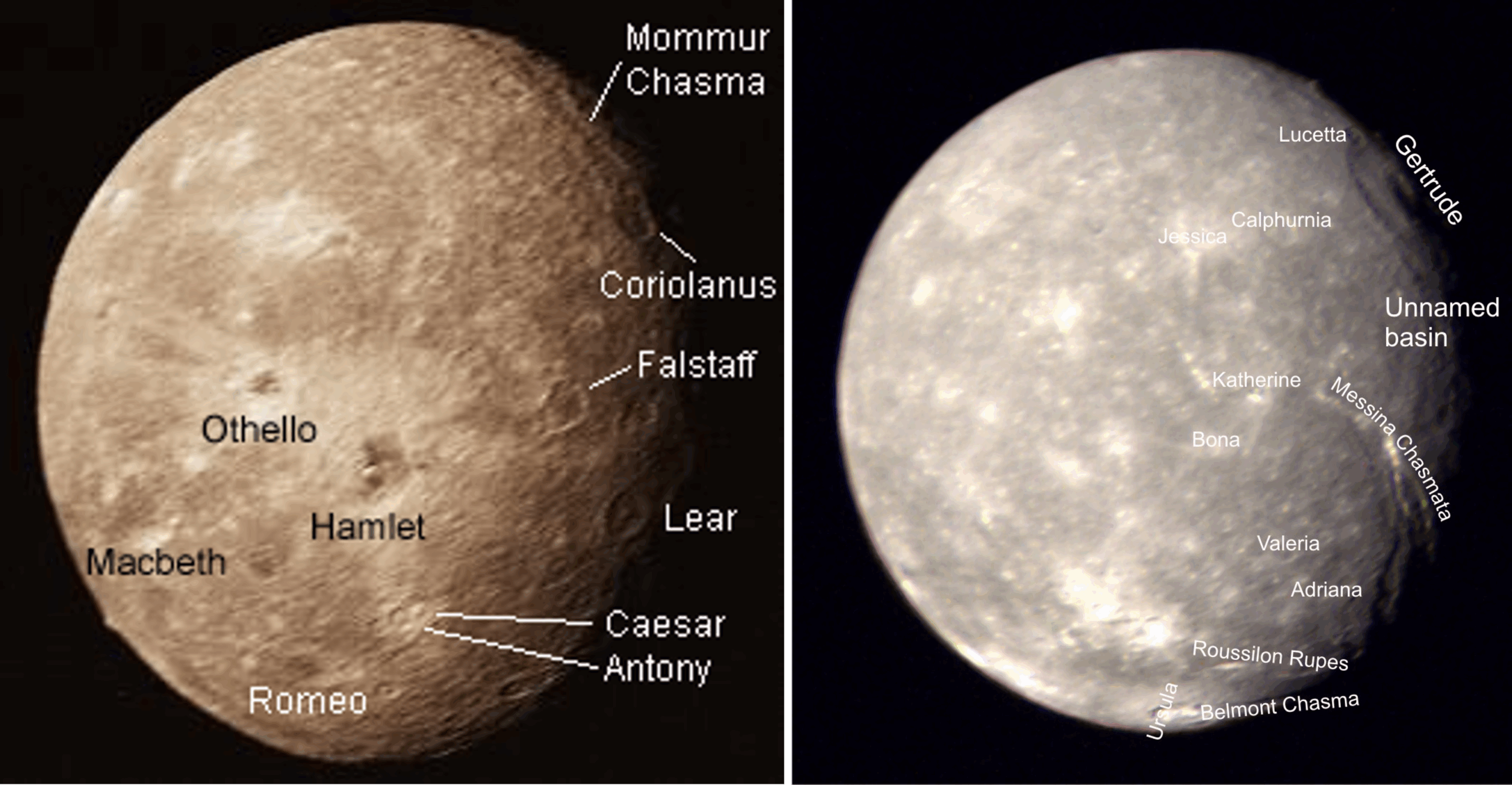 Labeled images of Oberon, Titania