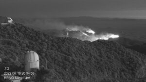 fire encroaches on kitt peak national observatory