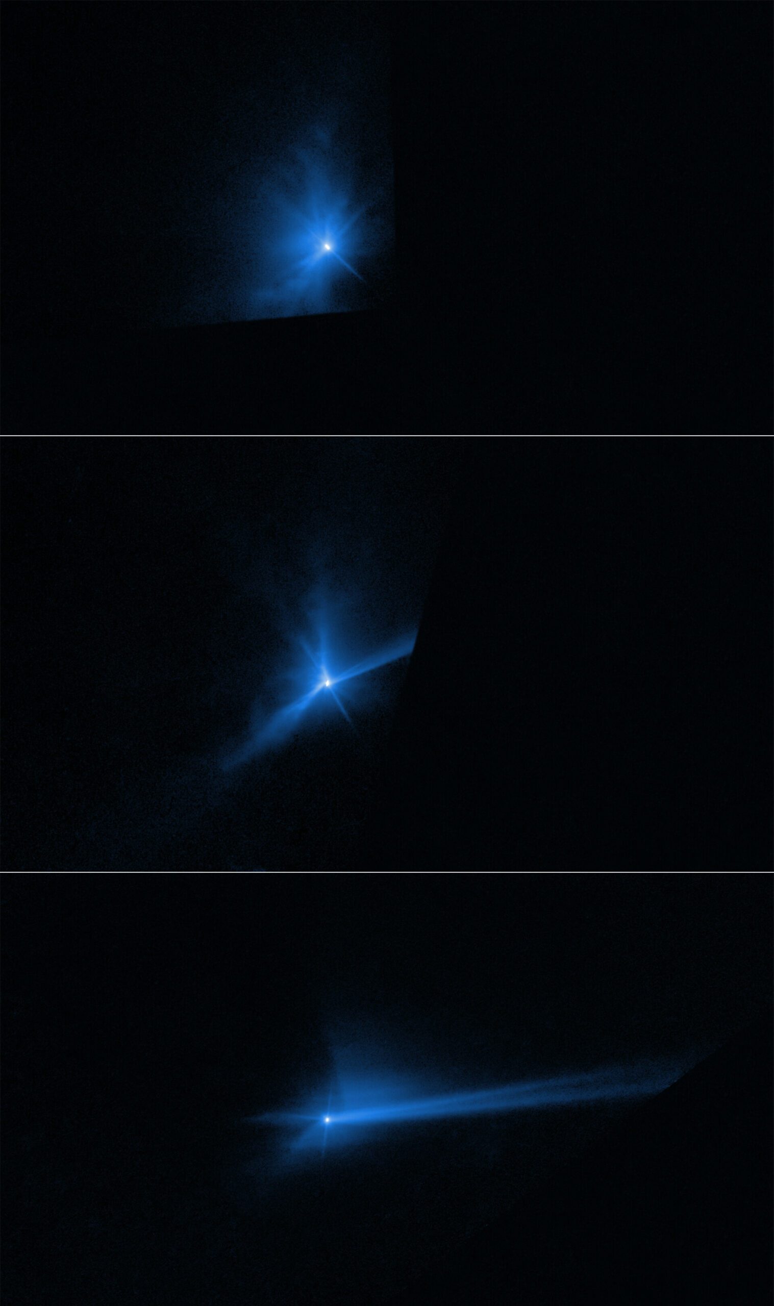hubble space telescope images show aftermath of dart impact into an asteroid