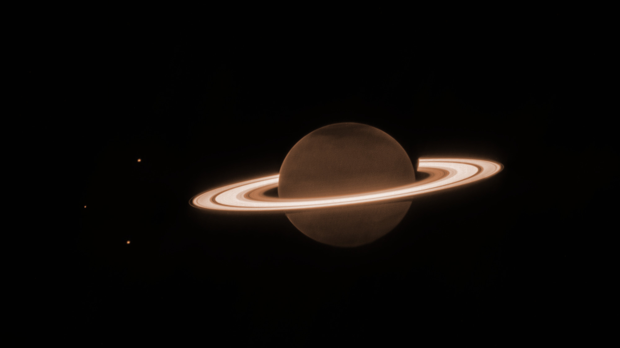 jwst image of saturn, rings, and moons